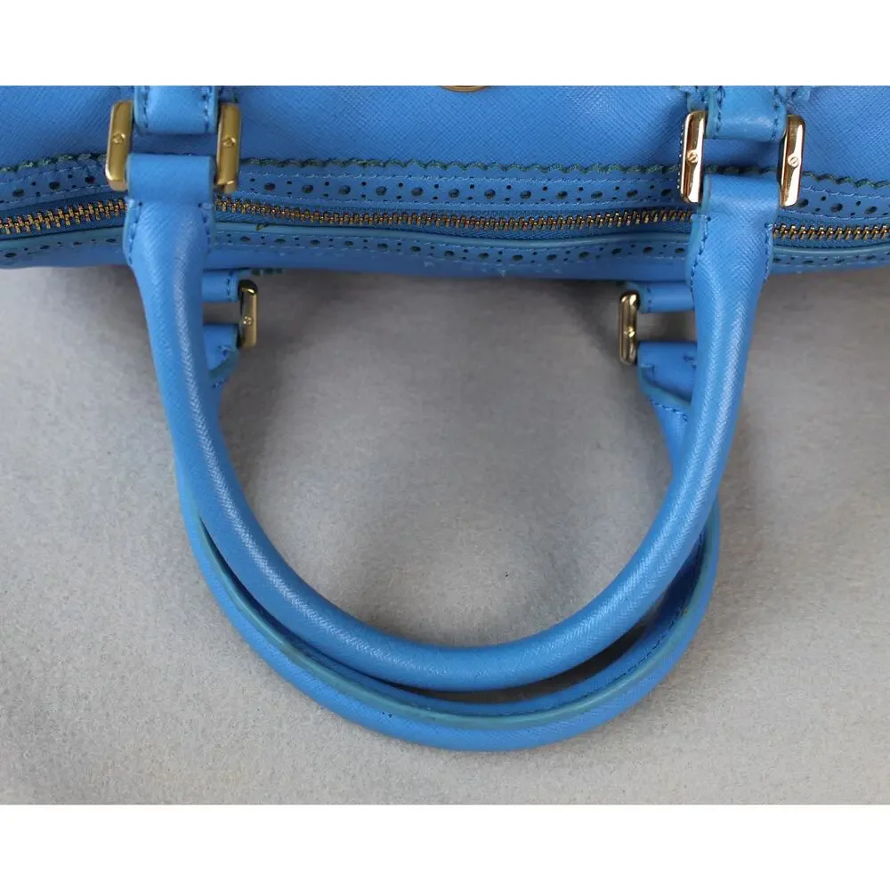 Tory Burch 2 Way Mini Boston Blue Leather Robinson Satchel Handbag